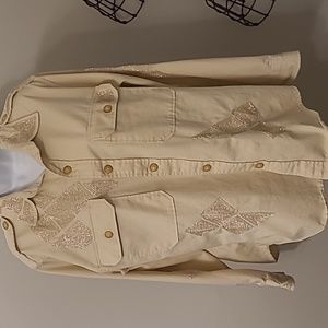 POLO RALPH LAUREN size XL beaded cotton top cream color